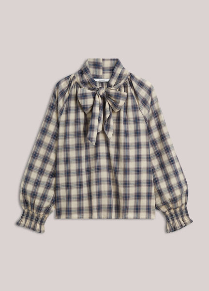 Summum Woman Cotton Pussy Bow Blouse - Blue