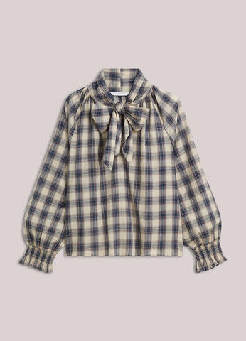 Summum Woman Cotton Pussy Bow Blouse - Blue