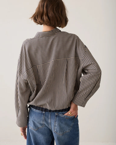 Summum Woman Striped Blouse with Drawstring - Blue
