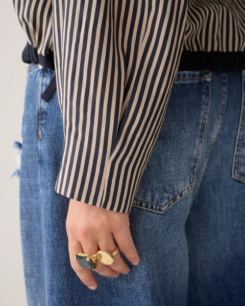 Summum Woman Striped Blouse with Drawstring - Blue
