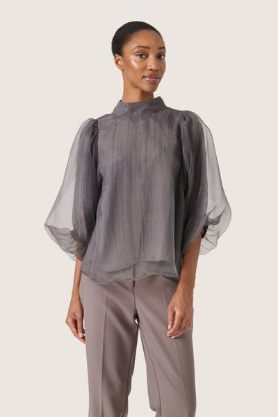 Soaked In Luxury SLChaya Blouse - Dark Gull Grey