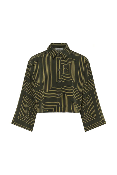 Soaked In Luxury SLTopaz Shirt - Rosin & Fennel Seed Monogram Green