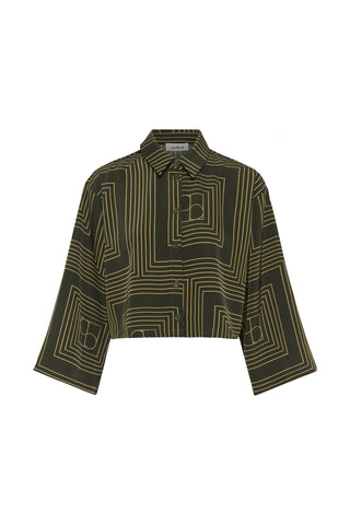 Soaked In Luxury SLTopaz Shirt - Rosin & Fennel Seed Monogram Green