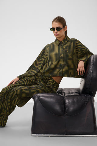 Soaked In Luxury SLTopaz Shirt - Rosin & Fennel Seed Monogram Green