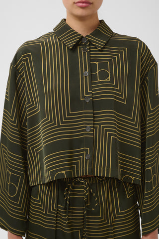 Soaked In Luxury SLTopaz Shirt - Rosin & Fennel Seed Monogram Green