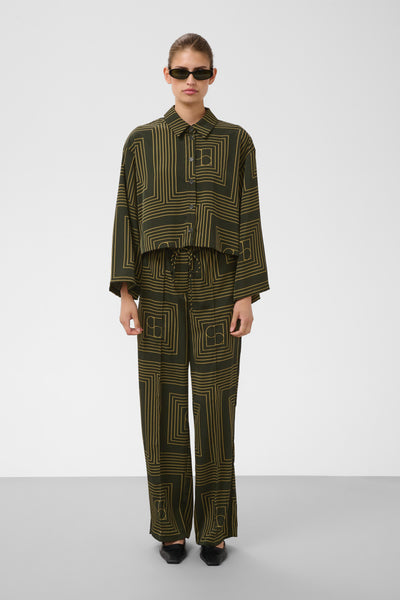 Soaked In Luxury SLTopaz Shirt - Rosin & Fennel Seed Monogram Green