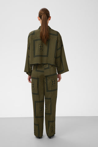 Soaked In Luxury SLTopaz Shirt - Rosin & Fennel Seed Monogram Green