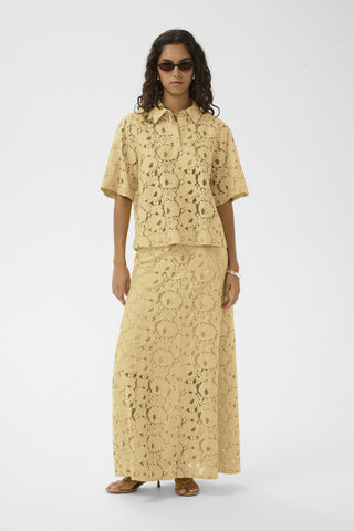 Soaked In Luxury SLTaya Lace Polo Shirt - Reed Yellow