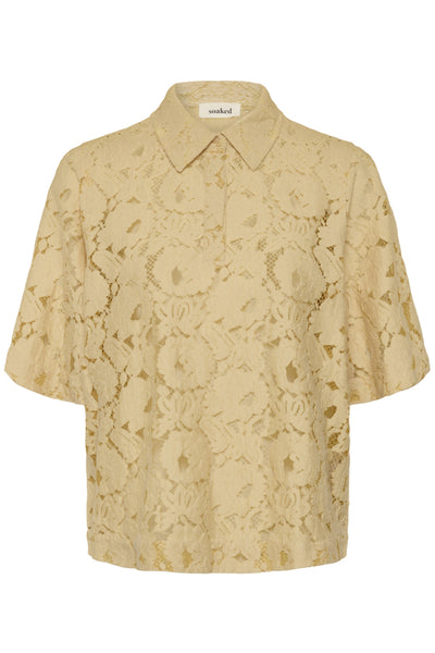 Soaked In Luxury SLTaya Lace Polo Shirt - Reed Yellow