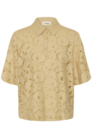 Soaked In Luxury SLTaya Lace Polo Shirt - Reed Yellow