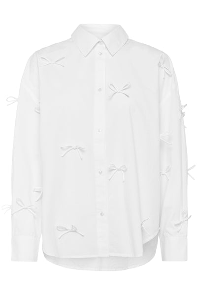 Soaked In Luxury Joa Bow Shirt LS Blouse - Broken White