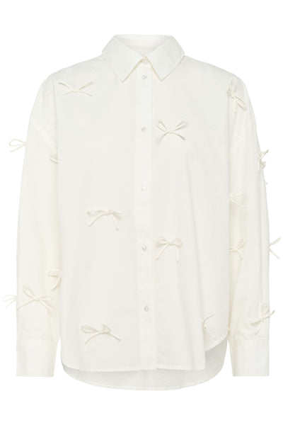 Soaked In Luxury Joa Bow Shirt LS Blouse - Broken White