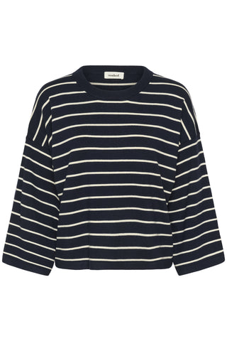 Soaked In Luxury SLSpina Boxy Pullover -  Salute with White Stripes