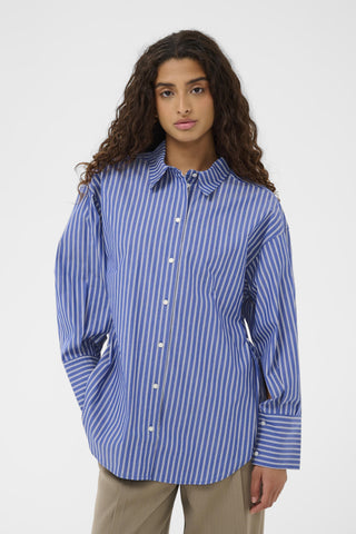 Soaked In Luxury SLCalken Shirt - Nouvean Navy Stripe