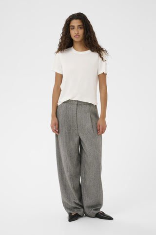 Soaked In Luxury SLNadine Barrel Trousers - Grey Herringbone