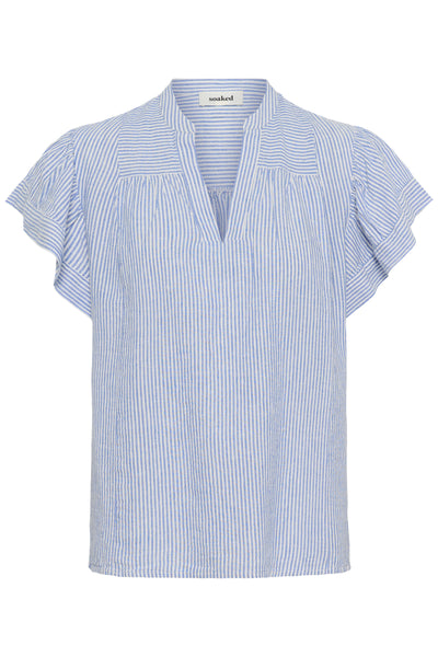 Soaked In Luxury SLAria Blouse - Regatta & White Stripe