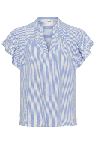 Soaked In Luxury SLAria Blouse - Regatta & White Stripe