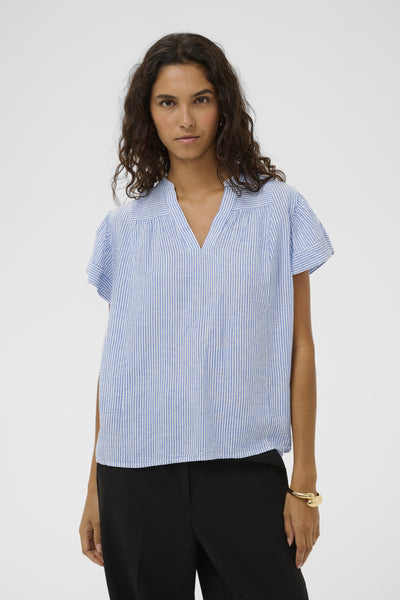Soaked In Luxury SLAria Blouse - Regatta & White Stripe