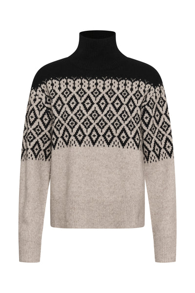 Soaked In Luxury SLKaegan Pullover - Black and Pistachio Fair Isle