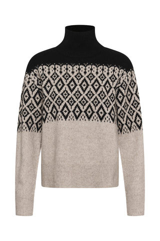 Soaked In Luxury SLKaegan Pullover - Black and Pistachio Fair Isle