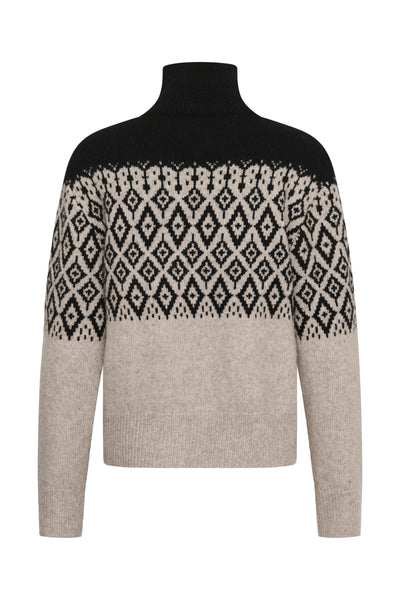 Soaked In Luxury SLKaegan Pullover - Black and Pistachio Fair Isle