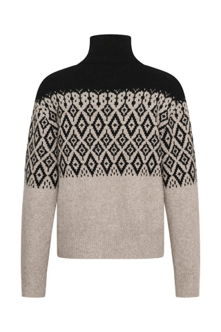 Soaked In Luxury SLKaegan Pullover - Black and Pistachio Fair Isle