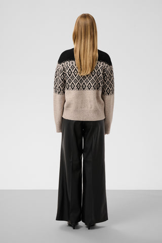 Soaked In Luxury SLKaegan Pullover - Black and Pistachio Fair Isle