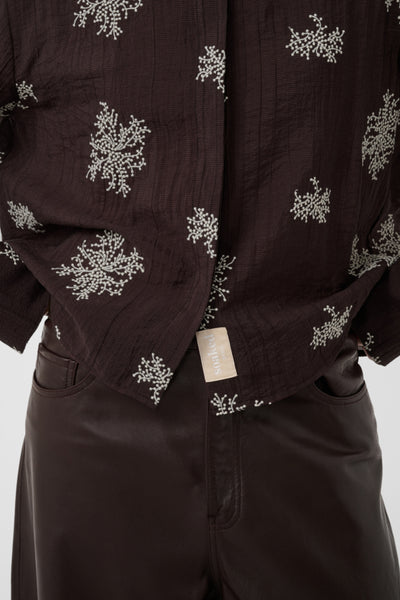 Soaked In Luxury SLAzalea Long Sleeve Shirt - Dark Ganache