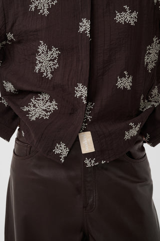 Soaked In Luxury SLAzalea Long Sleeve Shirt - Dark Ganache
