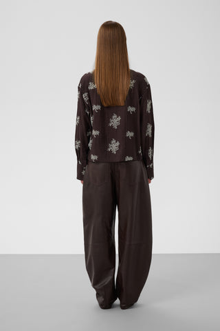 Soaked In Luxury SLAzalea Long Sleeve Shirt - Dark Ganache