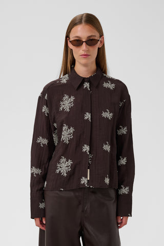 Soaked In Luxury SLAzalea Long Sleeve Shirt - Dark Ganache