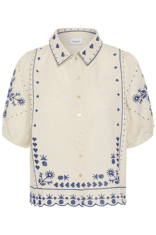 Saint Tropez RomelleSZ Embroidered Shirt - Turtledove