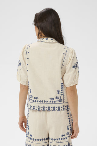 Saint Tropez RomelleSZ Embroidered Shirt - Turtledove