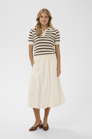 Saint Tropez RosettaSZ Knitted Polo Stripe Top - Fondue Stripe