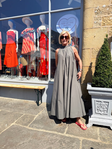 Rabens Saloner Annisa Long Maxi Poplin Dress - Khaki