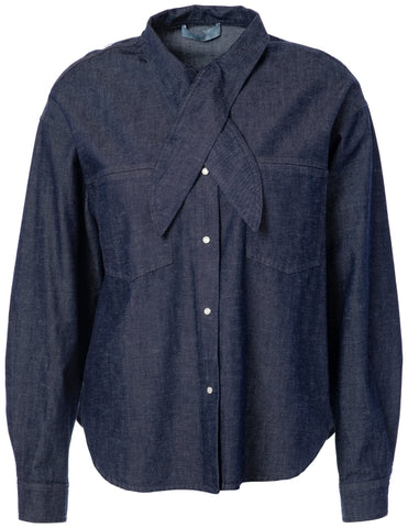 Jc Sophie Plum Tie Shirt - Dark Denim Blue