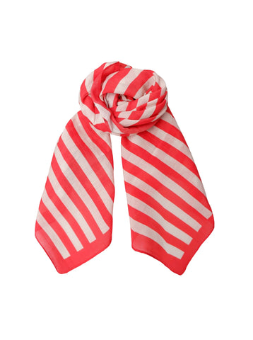 Black Colour Stripe Mini Scarf - Red