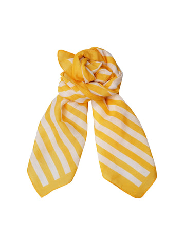 Black Colour Stripe Mini Scarf - Yellow