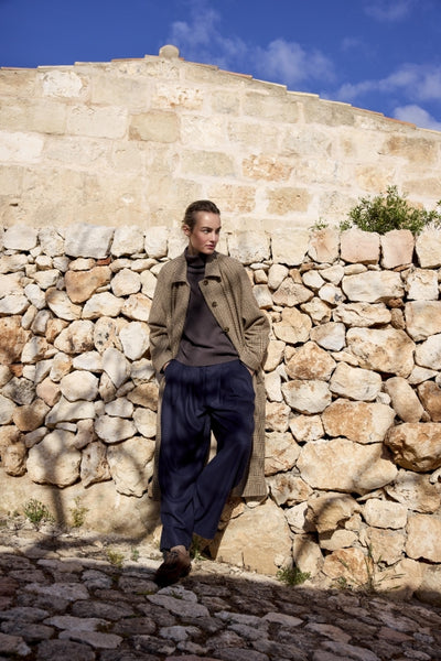 Jc Sophie Panna Checked Long Coat - Brown Check