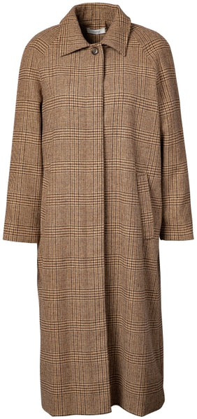 Jc Sophie Panna Checked Long Coat - Brown Check