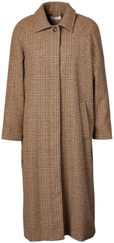 Jc Sophie Panna Checked Long Coat - Brown Check