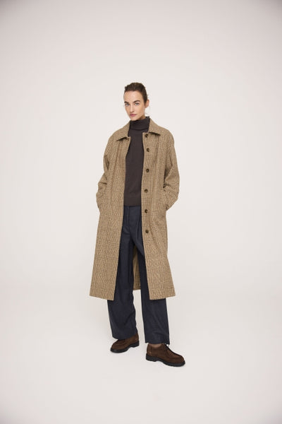 Jc Sophie Panna Checked Long Coat - Brown Check