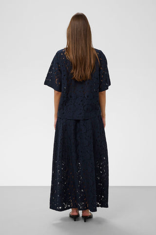 Soaked In Luxury SLTaya Lace Polo Shirt -  Night Sky / Blue