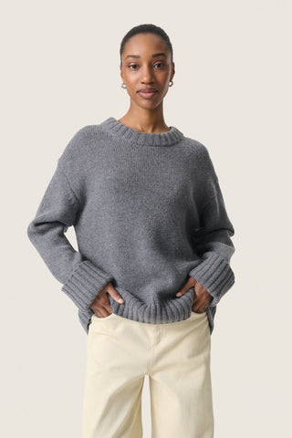 Soaked In Luxury SLMoline Crew Neck Sweater - Grey Melange