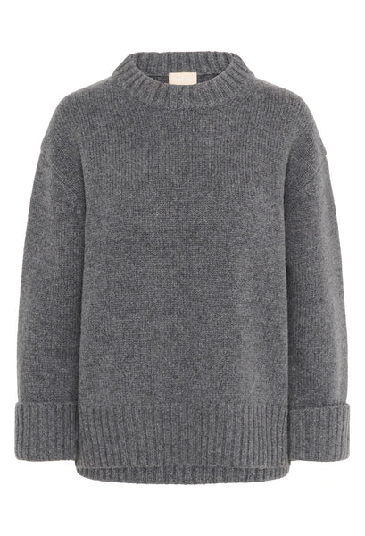 Soaked In Luxury SLMoline Crew Neck Sweater - Grey Melange