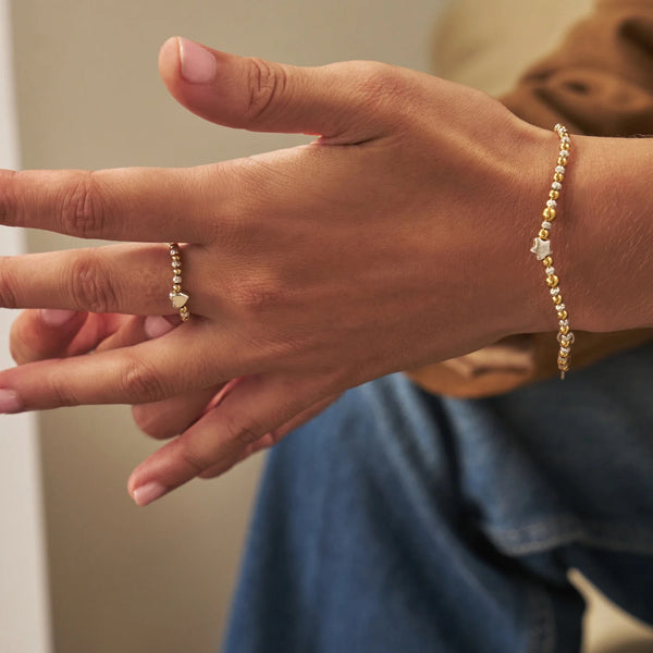 ChloBo Mixed Metal Inset Star Bracelet - Silver & Gold