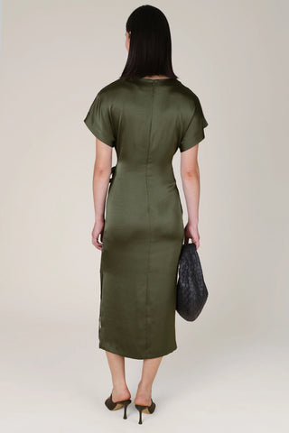 VI.VE.RE Rabia Side Tie Dress - Dark Green