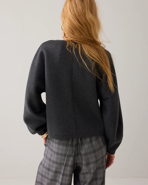 Summum Woman Scuba Sweatshirt with Balloon Sleeves - Anthracite