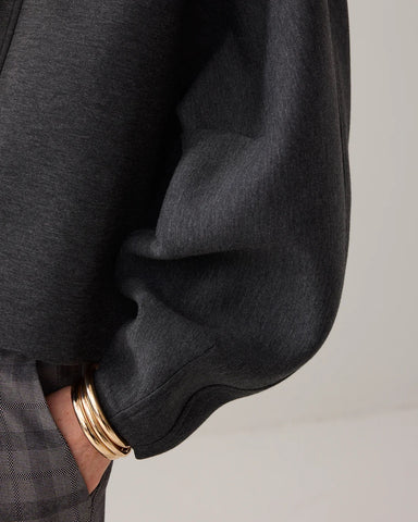 Summum Woman Scuba Sweatshirt with Balloon Sleeves - Anthracite