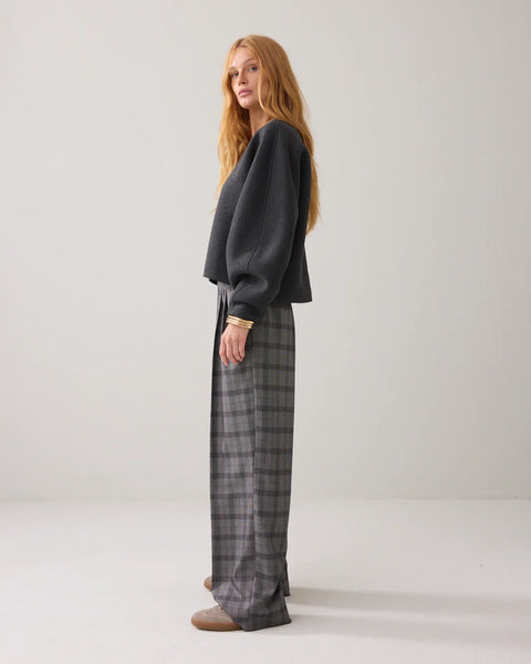 Summum Woman Scuba Sweatshirt with Balloon Sleeves - Anthracite